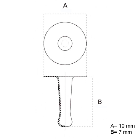 legatoria Olgo maschio di rivetto a doppia testa, altezza 7mm NICHELATO, diametro base 10mm, base forata.