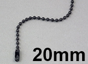 legatoria Catena a sfere, nera, lunghezza 20cm NERA, diametro sfere 2,4mm, con connettore di chiusura leg2355