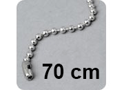 legatoria Catena a sfere, lunghezza 70cm ACCIAIO INOX INOSSIDABILE, diametro sfere 2,4mm, con connettore di chiusura.