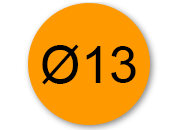 legatoria Bollini autoadesivi colorati diametro 13mm ARANCIONE, adesivo permanente, in rotolo leg2380