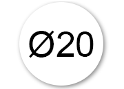 legatoria Bollini autoadesivi colorati diametro 20mm  BIANCO, adesivo permanente, in rotolo.