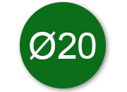 legatoria Bollini autoadesivi colorati diametro 20mm VERDE SCURO, adesivo permanente, in rotolo leg2385