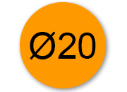 legatoria Bollini autoadesivi colorati diametro 20mm ARANCIONE, adesivo permanente, in rotolo leg2386