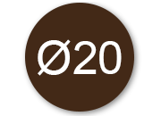 legatoria Bollini autoadesivi colorati diametro 20mm MARRONE SCURO, adesivo permanente, in rotolo leg2387