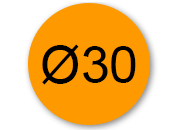 legatoria Bollini autoadesivi colorati diametro 30mm ARANCIONE, adesivo permanente, in rotolo leg2391