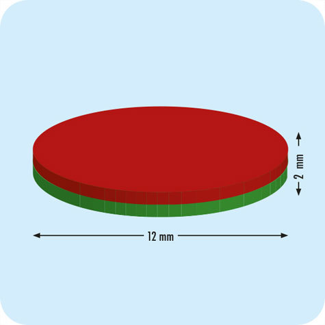 legatoria Calamita diametro 12mm spessore 2mm Calamita cilindrica spessore 2mm, dischi magnetici al neodimio, grado magnetico N35 forza di attrazione massima: 1300g.