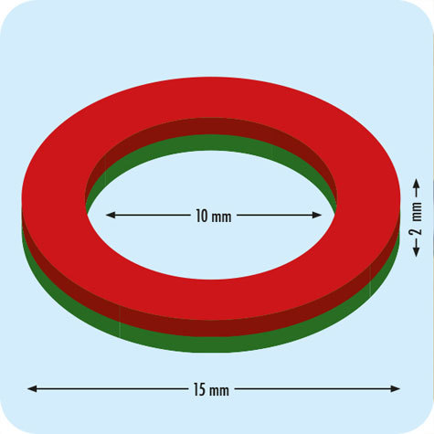 legatoria Segnagiorno magnetico calendario, diametro 15mm Diametro esterno 15 mm. Diametro interno 10 mm. Spessore 2 mm. NICHELATO. Magnete al Neodimio, grado magnetico N40. Lega di boro, ferro e neodimio. (forza di attrazione massima: 850g).