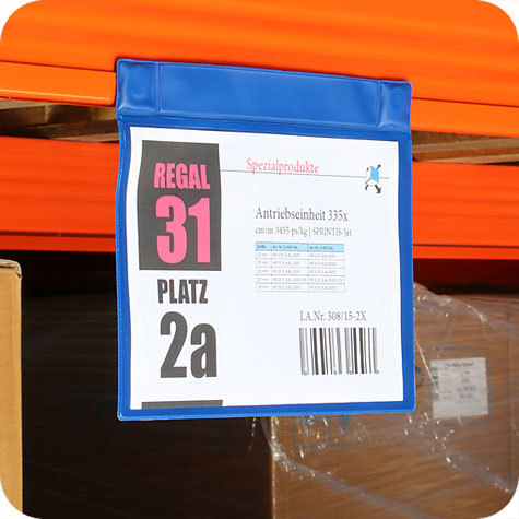 legatoria Busta magnetica, A5, Apertura sul lato lungo BLU. 230x152mm. Con 2 calamite al neodimio 15x3,5 mm (grado magnetico N35). Lato superiore In PVC trasparente morbido da 250 micron. Lato inferiore in PVC blu da 300 micron.