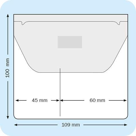 legatoria Pocket, Doppia tasca autoadesiva, 109x100mm, con pattella e punto adesivo per chiusura, ideali per contenere 1 pennetta USB + 1 biglietto da visita.