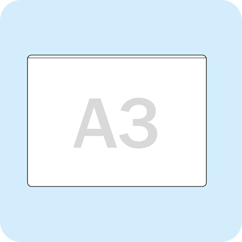 legatoria Busta autoadesiva autoadesiva A3 (297x420mm)  in vinile trasparente (colla acrilica trasparente), apertura sul lato lungo.