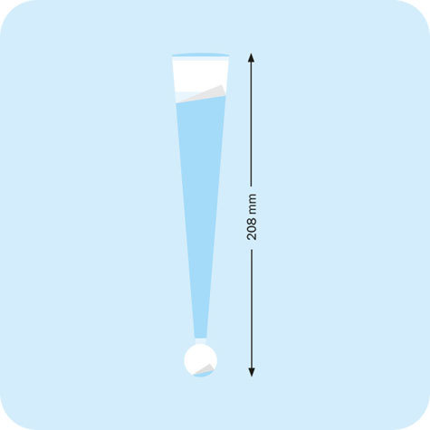 legatoria Supporto cartelli Wobbler, 208mm PREMIUM TRASPARENTE,  lungo 208mm con 2 cuscinetti adesivi alle estremit. 1 disco adesivo in schiuma PE (18mm) e 1 cuscinetto adesivo in acrilico rimovibile (20x30mm). In PVC rigido 380 micron.