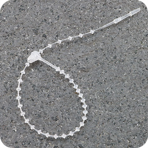 legatoria Fili di sicurezza REGOLABILI in polipropilene, 125mm TRASPARENTE, in polipropilene. Consentono di attaccare etichette e cartellini senza l�ausilio di pistola sparafili, sono rimovibili solo strappandoli. Diametro palline 1,7mm.