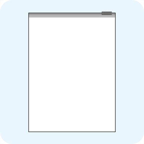 legatoria Busta con cursore. 320x440mm TRASPARENTE, in polietilene da 75 micron, aperti sul lato corto, con cursore per chiusura. .