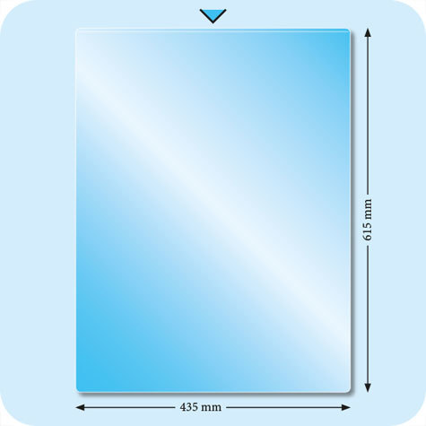 legatoria Busta con bottone protettiva per formato A2. TRASPARENTE, in PVC da 180 micron, aperta sul lato corto, formato A2 (435x610mm).