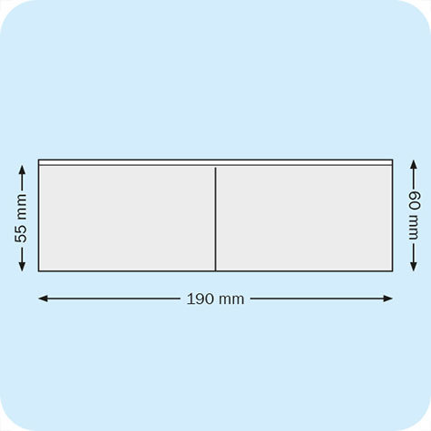 legatoria Portabiglietti da visita adesivo doppio. 190x60mm Business Card Pocket in vinile trasparente 150 micron, doppia tasca separata, apertura sul lato lungo, il foglio frontale  ribassato e il retro adesivo.