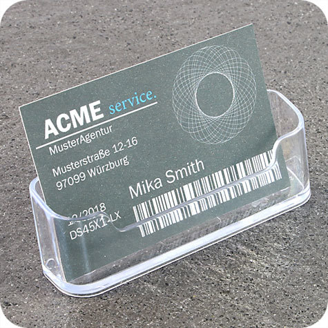 legatoria Portabiglietti da visita 95x50x20mm TRASPARENTE. in polistirene kristall rigido. Disposizione orizzontale.