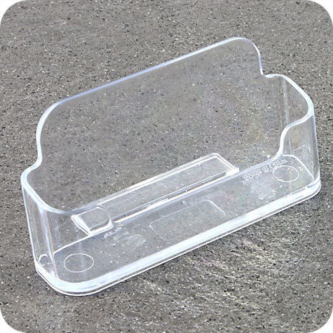 legatoria Portabiglietti da visita 95x50x20mm TRASPARENTE. in polistirene kristall rigido. Disposizione orizzontale.