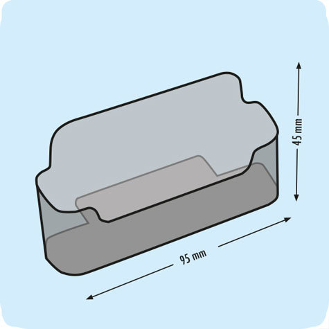 legatoria Portabiglietti da visita 95x50x20mm TRASPARENTE. in polistirene kristall rigido. Disposizione orizzontale.