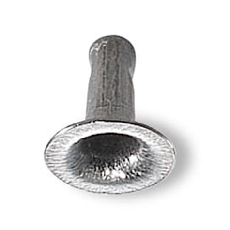 legatoria Olgo maschio di rivetto a doppia testa, altezza 7.20mm NICHELATO, diametro base 6.40mm, base forata.