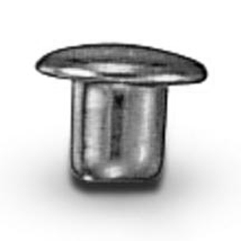legatoria Testa di rivetto a doppia testa, diametro 5.60mm NICHELATA, testa superiore diametro 5.60mm, testa bombata.