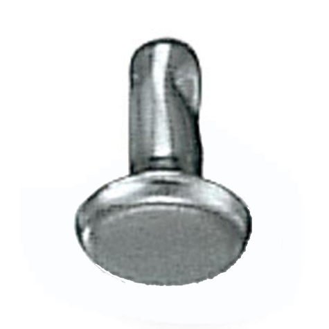 legatoria Olgo maschio di rivetto a doppia testa, altezza 5.50mm NICHELATO, diametro base 5.60mm, base piatta.