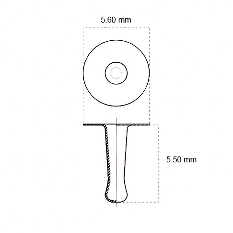 legatoria Olgo maschio di rivetto a doppia testa, altezza 5.50mm NICHELATO, diametro base 5.60mm, base piatta.