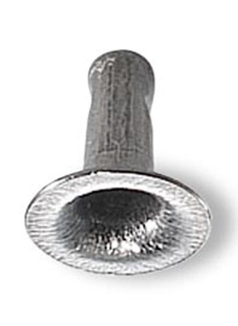 legatoria Olgo maschio di rivetto a doppia testa, altezza 10mm NICHELATO, diametro base 4.50mm, base forata.