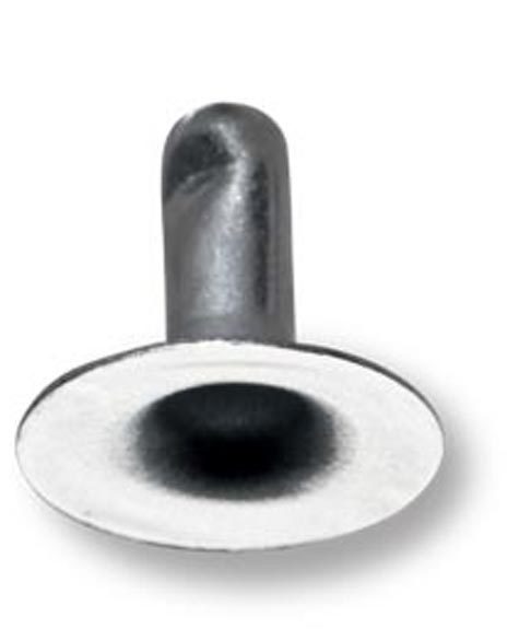 legatoria Olgo maschio di rivetto a doppia testa, altezza 8mm NICHELATO, diametro base 9.50mm, base forata.