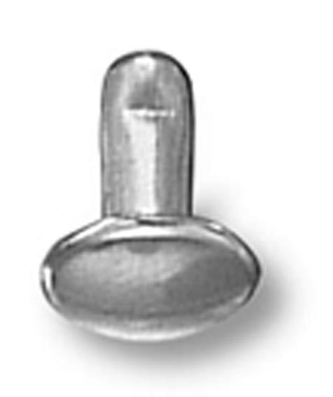 legatoria Olgo maschio di rivetto a doppia testa, altezza 6mm NICHELATO, diametro base 7mm, base bombata.