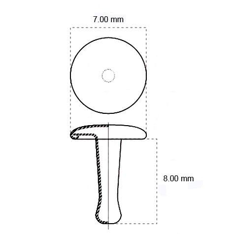 legatoria Olgo maschio di rivetto a doppia testa, altezza 8mm NICHELATO, diametro base 7mm, base bombata.