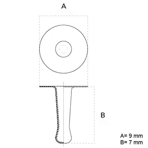 legatoria Olgo maschio di rivetto a doppia testa, altezza 7mm NICHELATO, diametro base 9mm, base forata.