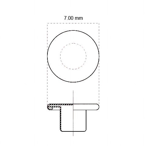 legatoria Testa di rivetto a doppia testa, diametro 7mm NICHELATA, testa superiore diametro 7mm, testa piana.