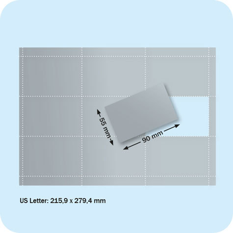 legatoria Etichette 250gr-mq prefustellate per leg945 Formato etichette 55x90mm, formato letter US, con microperforazione. Da un foglio si ricavano 9 etichette..