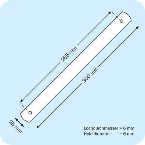 legatoria Maniglia in plastica BIANCA. In PVC flessibile. Dimensioni: 320x25x1mm..