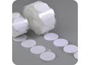 legatoria Bollini in velcro autoadesivi, diametro 47mm BIANCO, coppie maschio/femmina venduti su due rotoli leg257