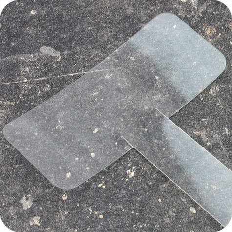 legatoria Supporto per cartelli Wobbler ,140mm TRASPARENTE, con una estremit autoadesiva molto tenace. In polietilene 240 micron.