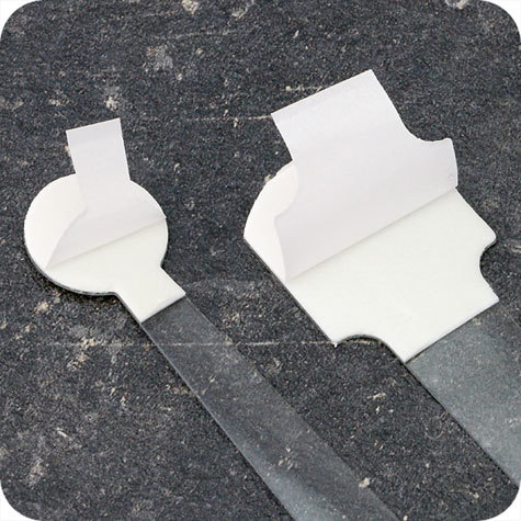 legatoria Supporto per cartelli Wobbler, 170 TRASPARENTE, con due estremit autoadesive in schiuma di polietilene molto tenaci. In polietilene 280 micron.