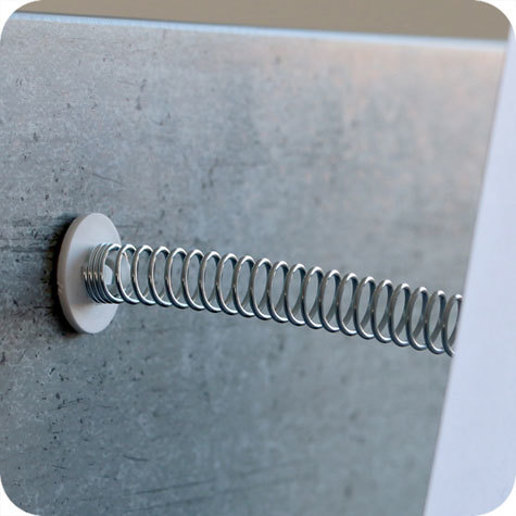 legatoria Supporto a molla per cartelli Wobbler, 80mm BIANCO, in plastica, lunghezza 30mm. Con due estremit autoadesive in schiuma di polietilene molto tenace.