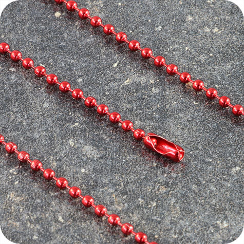 legatoria Catena a sfere, lunghezza 10cm ROSSA, diametro sfere 2,4mm, con connettore di chiusura.