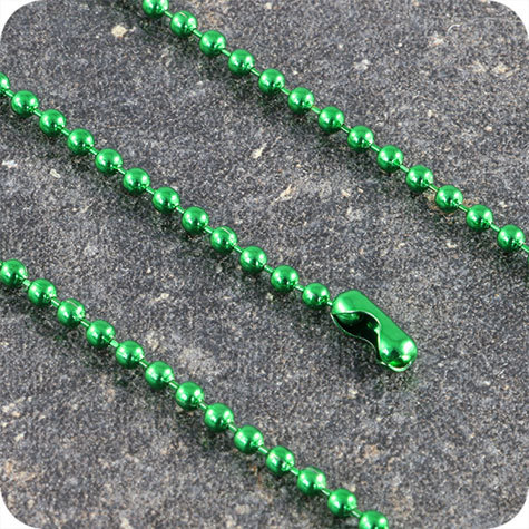legatoria Catena a sfere, lunghezza 10cm VERDE, diametro sfere 2,4mm, con connettore di chiusura.