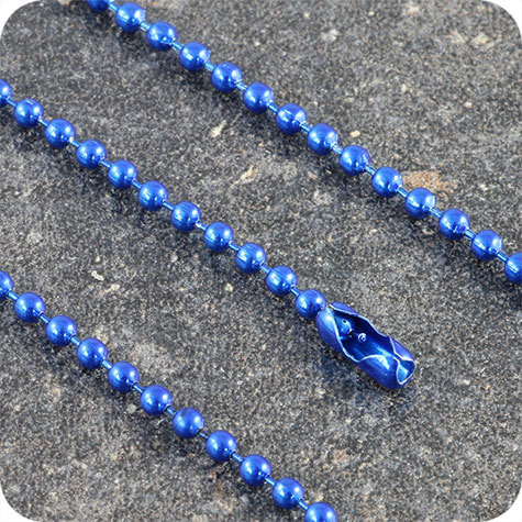 legatoria Catena a sfere, lunghezza 15cm BLU, diametro sfere 2,4mm, con connettore di chiusura.
