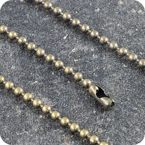 legatoria Connettore per catena a sfere da 2,4mm in metallo con finitura OTTONE ANTICATO.