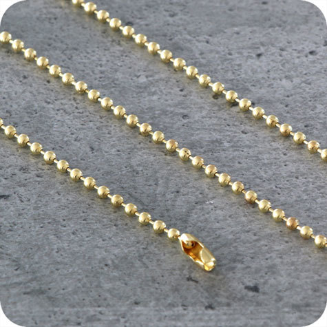 legatoria Catena a sfere, ottonata, lunghezza 70cm OTTONATA, diametro sfere 2,4mm, con connettore di chiusura.