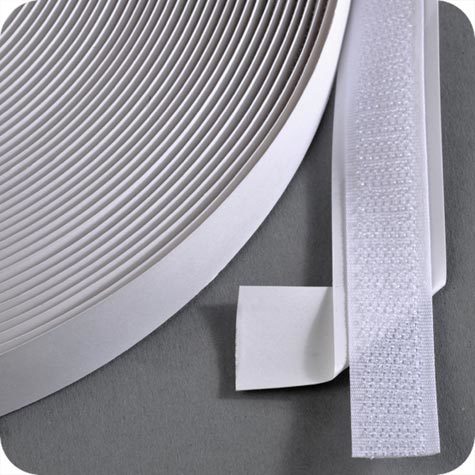legatoria Nastro in velcro autoadesivo maschio, 16mm sfuso a metraggio, BIANCO.