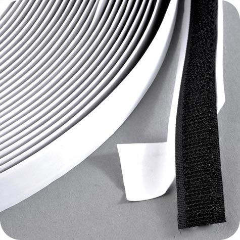 legatoria Nastro in velcro autoadesivo maschio, 16mm sfuso a metraggio, NERO.