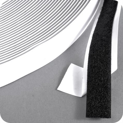 legatoria Nastro in velcro autoadesivo femmina, 20mm sfuso a metraggio, NERO.