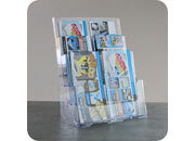 legatoria Porta opuscoli formato DIN LONG TRASPARENTE, 6 scomparti. Dimensioni 234x161x326mm a disposizione verticale, in polistirene da 2mm leg2692