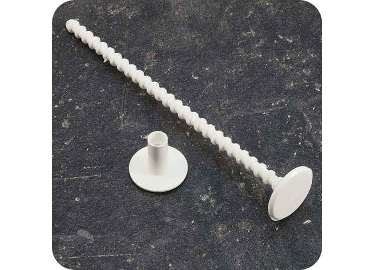 legatoria Perno rilegatore, lunghezza 140mm BIANCO. Con chiusura a tubetto. Testa diametro 23mm. Per lunghezza, si intende la distanza INTERNA tra le due teste, che corrisponde allo spessore del volume da rilegare leg2698