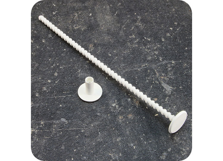 legatoria Perno rilegatore, lunghezza 205mm BIANCO. Con chiusura a tubetto. Testa diametro 23mm. Per lunghezza, si intende la distanza INTERNA tra le due teste, che corrisponde allo spessore del volume da rilegare.