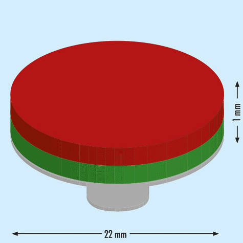 legatoria Calamita autoadesiva, diametro 22mm Calamita cilindrica con rivestimento superficiale nichelato, spessore 1mm, dischi magnetici al neodimio, calamita con grado magnetico N35. Forza di attrazione massima: 1.200 grammi*.